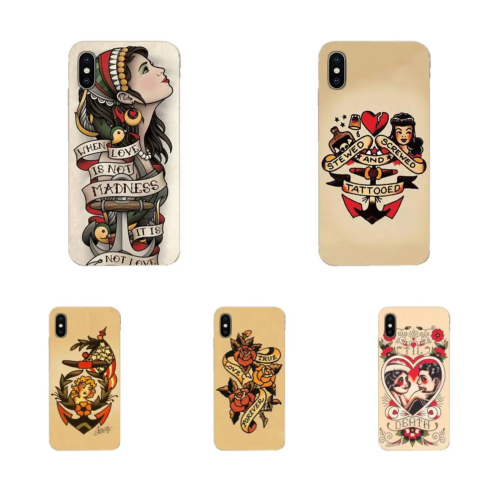 Дизайн тату Sailor Jerry для Xiao mi 3 4 4C 4i 5 5S 5X6 6X8 SE Pro Lite A1 Max x 2 Note TPU|Чехлы-накладки| |