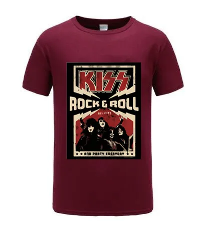 KISS Rock & ролл Вечерние черные футболки на каждый день новинка официальная группа