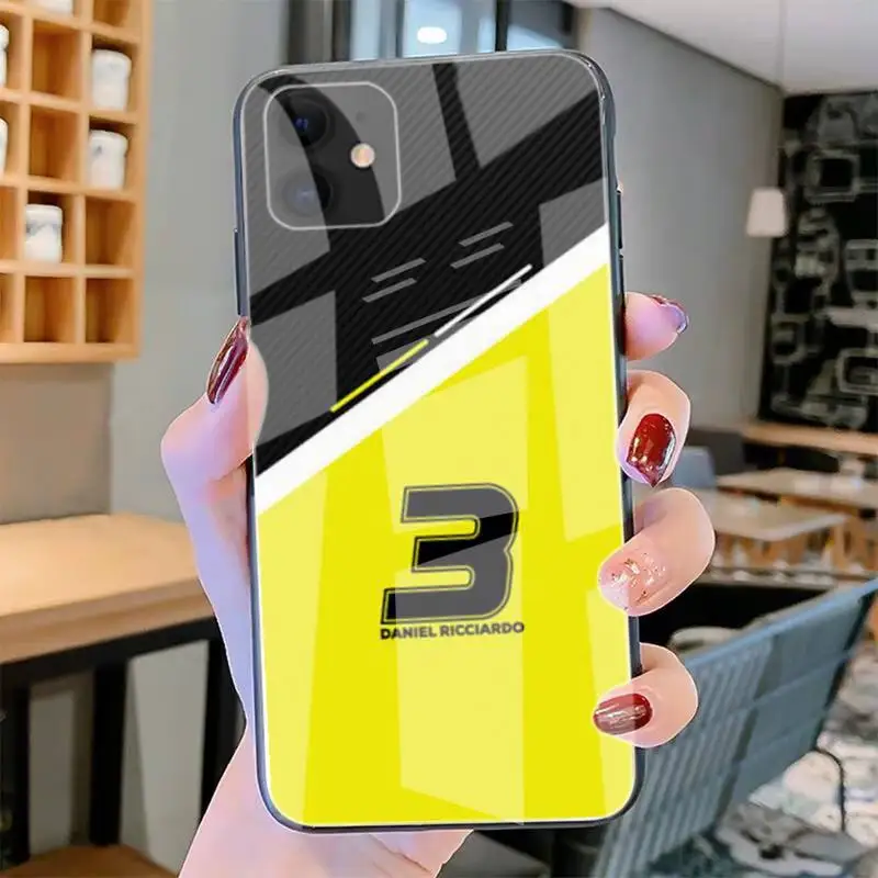 

F1 Car Daniel Ricciardo 3 Phone Case Tempered Glass For Iphone6plus 6S 7 7plus 8 X XS XSmax XR 11 12 Pro Max 12mini