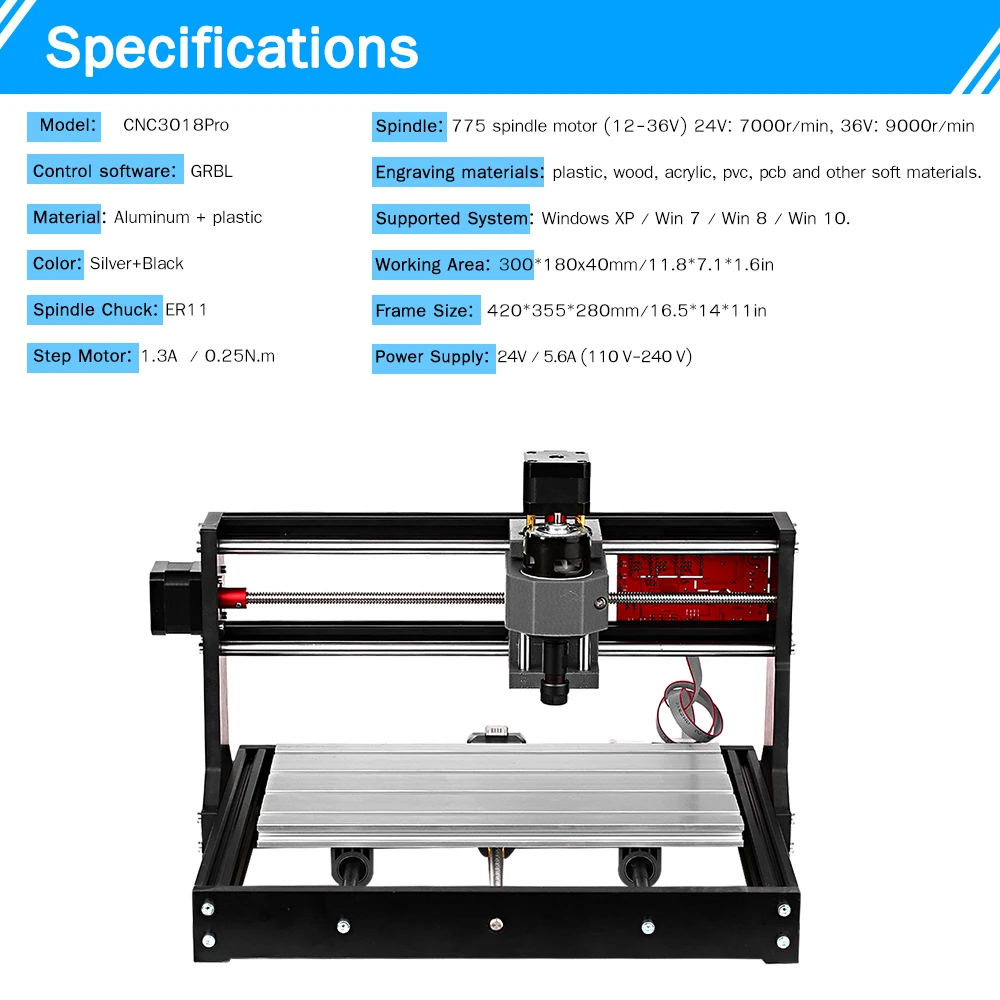 CNC 3018 Pro 500 Вт Лазерный DIY Мини станок с ЧПУ автономным управлением ler 3 оси