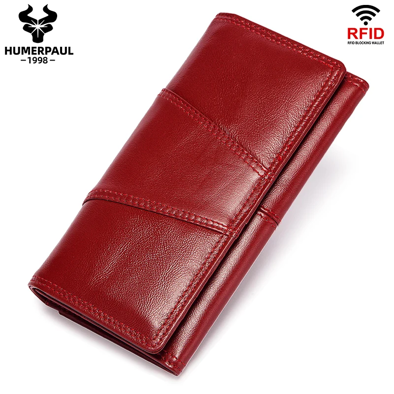 

Genuine Leather Wallet Women Clutch Bag Luxury Female Coin Purse Rfid Card Holder Handy Passport Phone Bags Portfel Damski