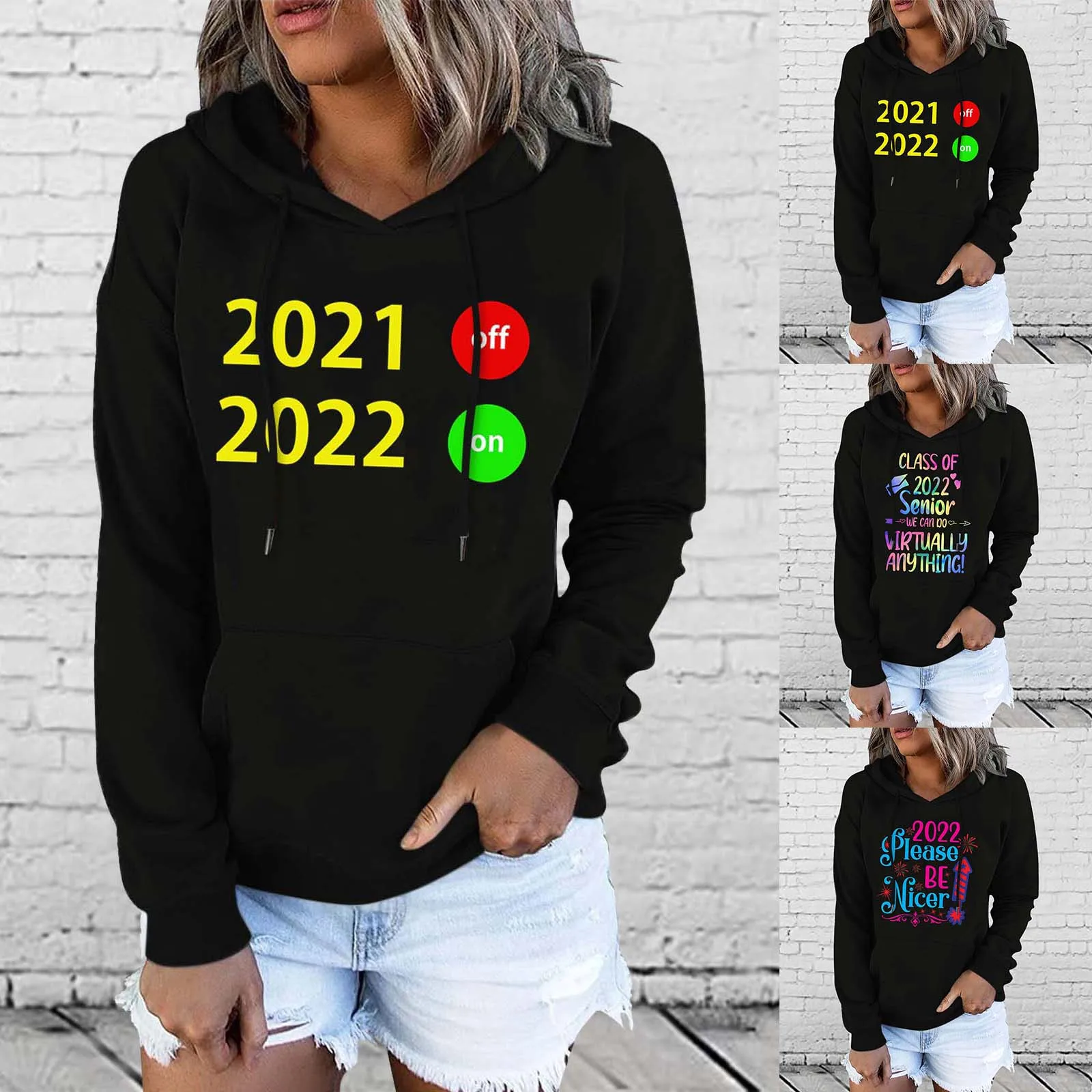 

Женский свитшот с длинным рукавом, Повседневная Толстовка большого размера с капюшоном и рождественским принтом, 2022