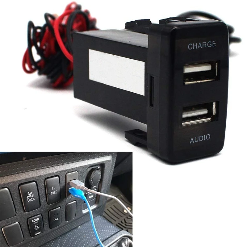 for TOYOTA Hilux VIGO Dual USB Audio Car Charger Led Phone Input Socket |