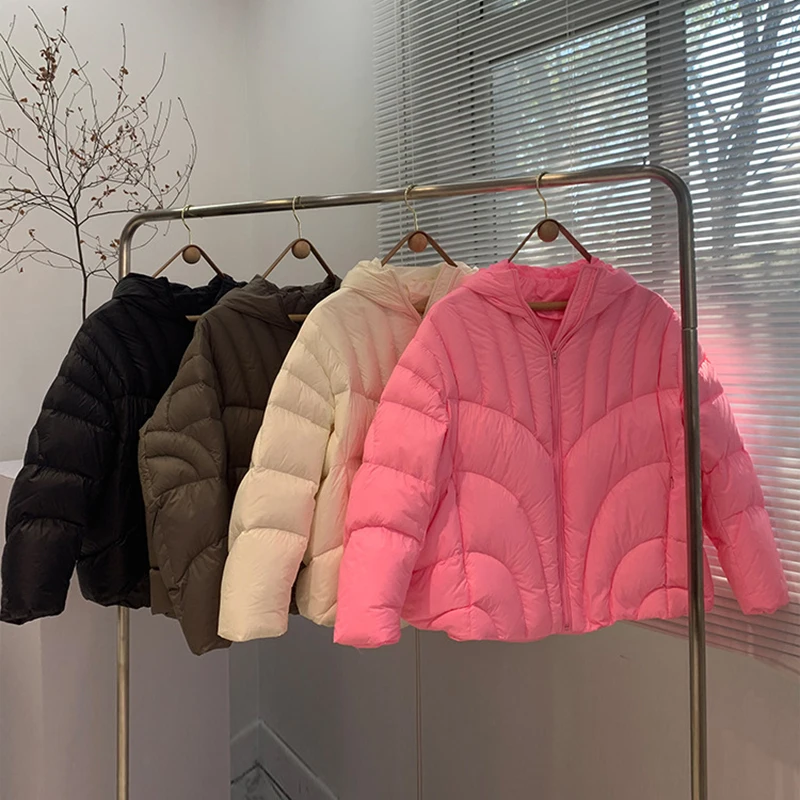 Fitaylor зимний теплый светильник с капюшоном короткая куртка перьями Женская на