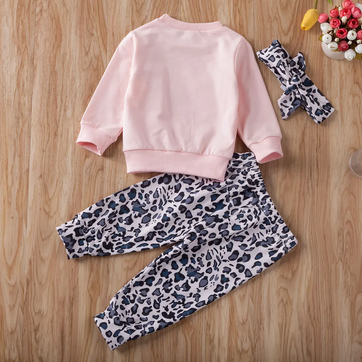 Newborn Infant Baby Girl Leopard Print Sweatshirt Hoodies Tops Pants Leggings Headband Outfit Clothes 3Pcs Warm Autumn 0-2Y