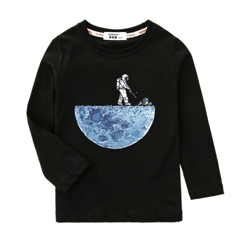 

AIMI LAKANA astronaut & moon funny tops kids clothes boy girl long sleeve tops cotton o-neck tees child spring shirt