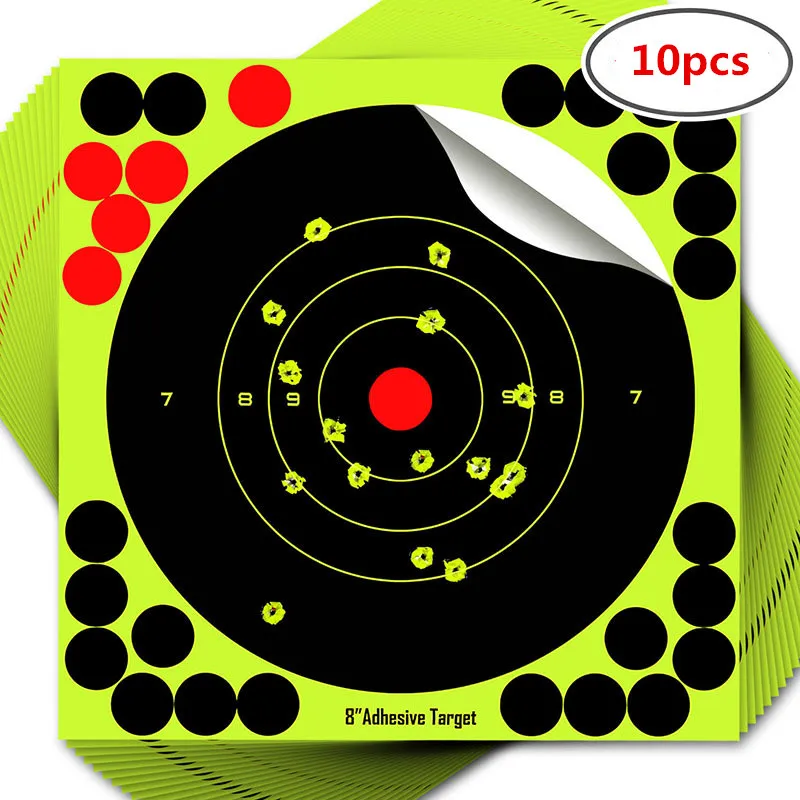 

10pcs/pack Fluorescent Green Splash Flower Target 8Inch Adhesive Indoor Reactivity Shoot Target Aim For Rifle / Pistol Binders