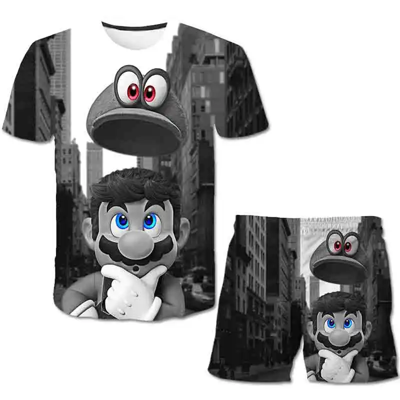 

Hot Sale! 2021 Summer Mario Style 3D Printing Children Clothing Sets Boys Girls T Shirts+Shorts Pants Sports Suit Kids Clothes