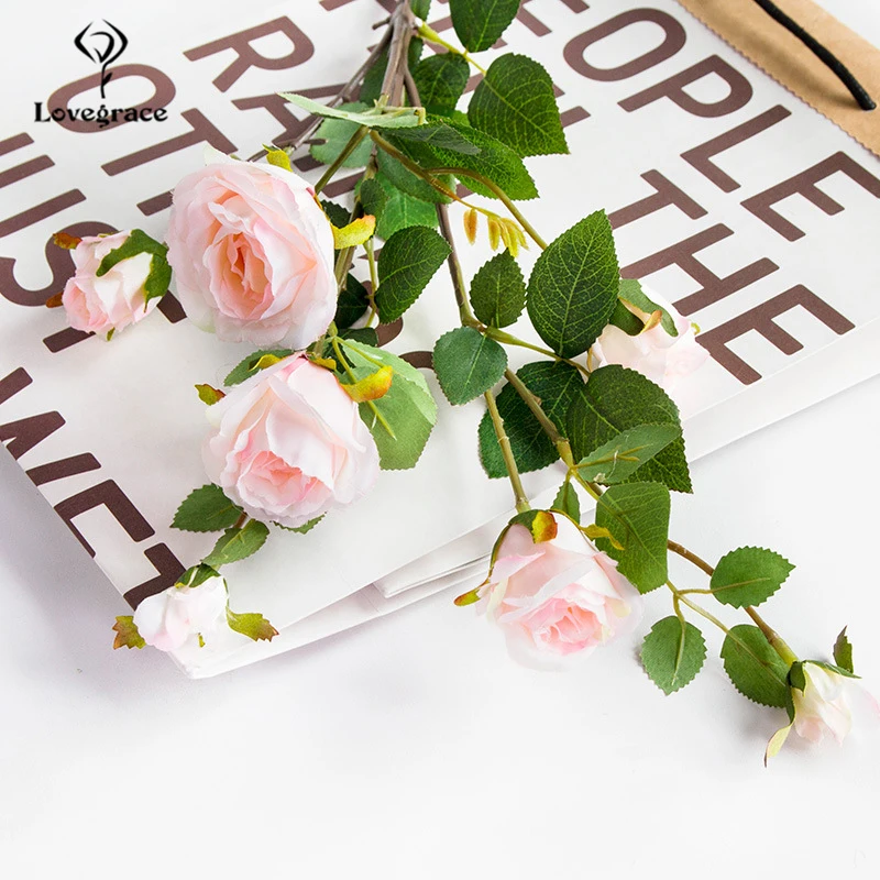 Lovegrace, искусственные цветы, 7 голов, шелковые розы, свадебные, вечерние, свадебные принадлежности, декор для свадьбы