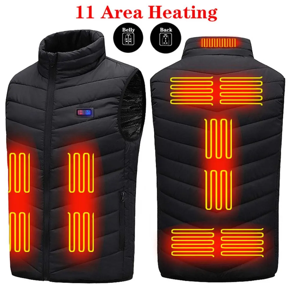 

11Area Heated Jacket Fashion Men Women Coat Intelligent USB Electric Heating Thermal Warm Clothes Winter Heated Vest Plussize