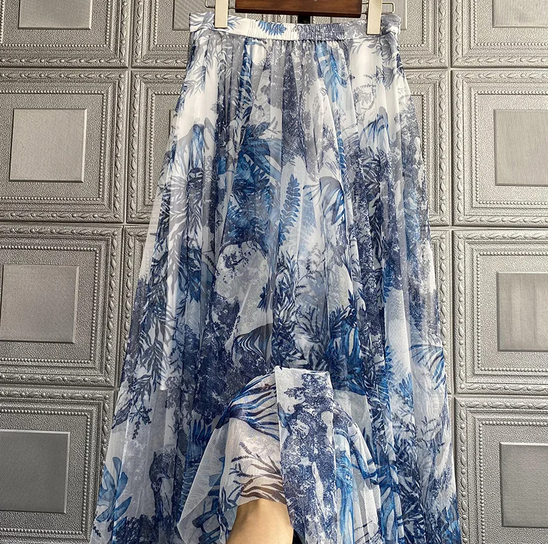 

Women's Clothes Skirt Summer Folding Wear Fashionable Mesh Elastic High Waist Skirt