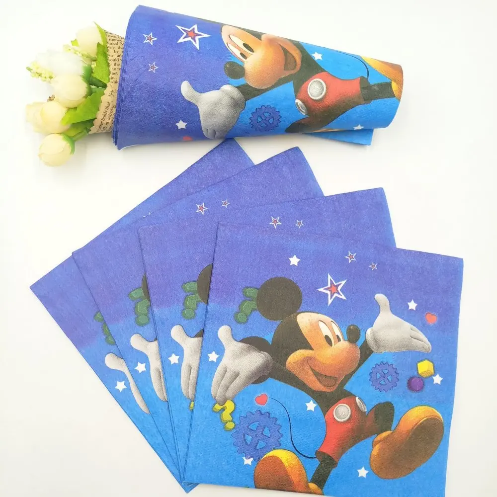 

20pc/bag Cute Cartoon Mickey Mouse Party Supplies Paper Napkin Birthday Party Decoration And Party Supplies For Kids