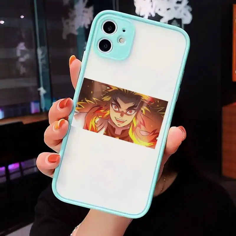 

Cute Japan Demon Slayer Phone Case Matte For iPhone 12 Mini 11 Pro XR XS Max 7 8 Plus X Hard PC Back Cover