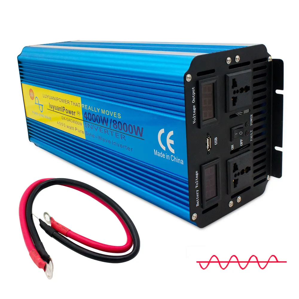 12V / 24V до 220V 240V 8000 Вт пиковый двойной светодиодный Дисплей 3.1A USB Чистая синусоида