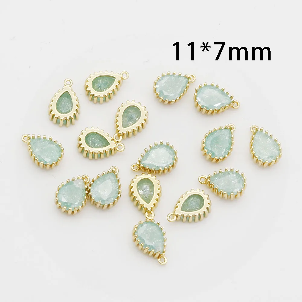 

6PCS 11*7MM 24K Gold Color Plated Brass With Zircon Water Drop Shape Charm Pendant Fashion Jewelry Diy Making Accessory
