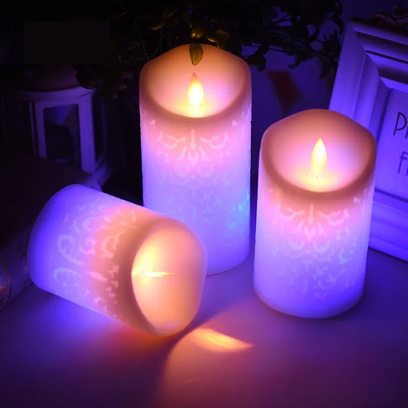 

8 комплектов светодиодных свечей с полым узором RGB цветные свечи с дистанционным управлением светильник для чая украшение для свадьбы роман...