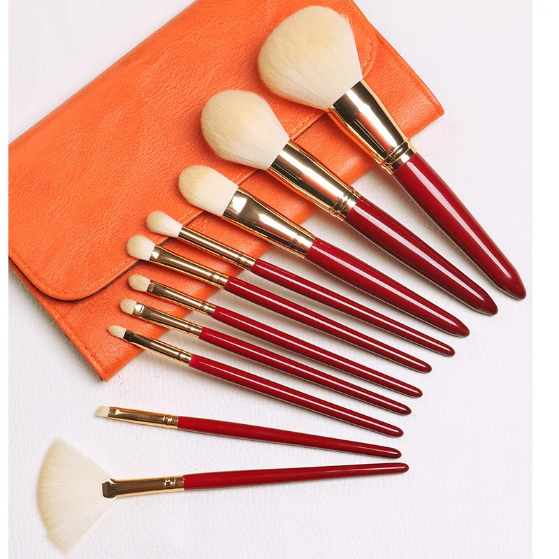 

10 Pcs Makeup Brush Suit Contour Powder Foundation Eye Blush Eyebrow Shadow New Lips Make Up Tool Fan-shaped Makeup Brush