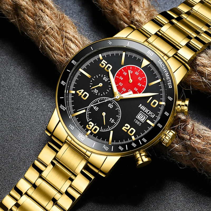

NIBOSI Mens Watch Quartz Wristwatch Men Date Business Dress Wristwatch Men's Casual Waterproof Sport Clock Relógio Masculino
