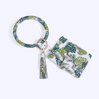 zwpon credit card wallet keychains multi pattern leather tassel wrist keychain bangles bracelets