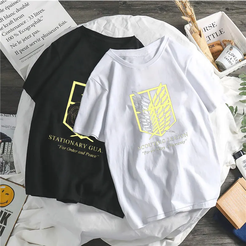 

Attack on Giant Japanese Anime T-shirt Men and Women Cartoon T-shirt Casual Streetwear T-shirt Couple Top Tee Men and Women