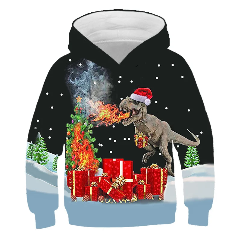 

Детская толстовка с капюшоном, Рождественский пуловер с 3D принтом, свитшот с длинным рукавом, детская одежда для мальчиков и девочек, крутые...