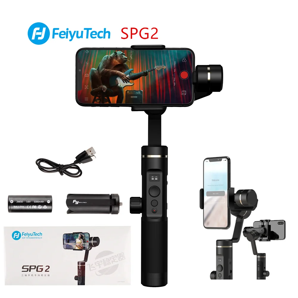 FeiyuTech Feiyu SPG2 3-осевой ручной шарнирный стабилизатор для камеры Gopro с защитой от брызг дизайн для смартфонов iphone Xs X 8 7 Galaxy S9+ Gopro iphone 7 6 plus