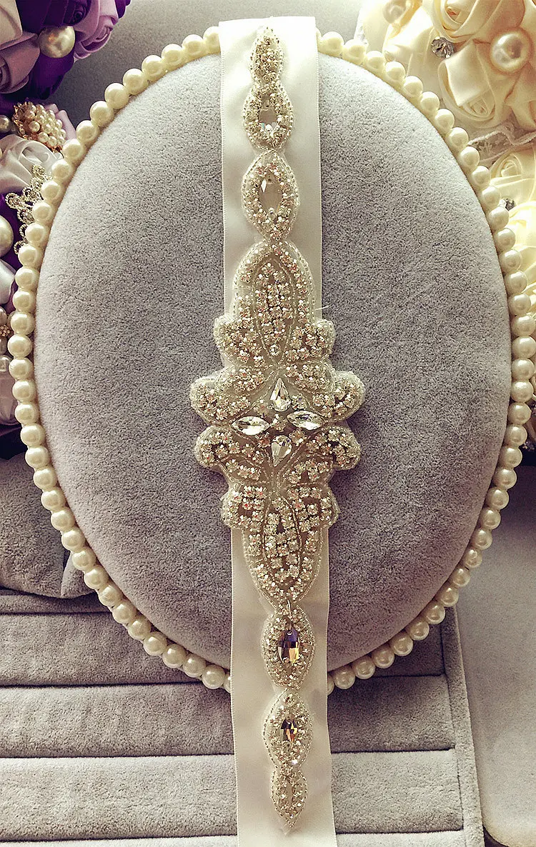 Свадебный ремень Серебряная Фотография Стразы Женский с бисером|Свадебные