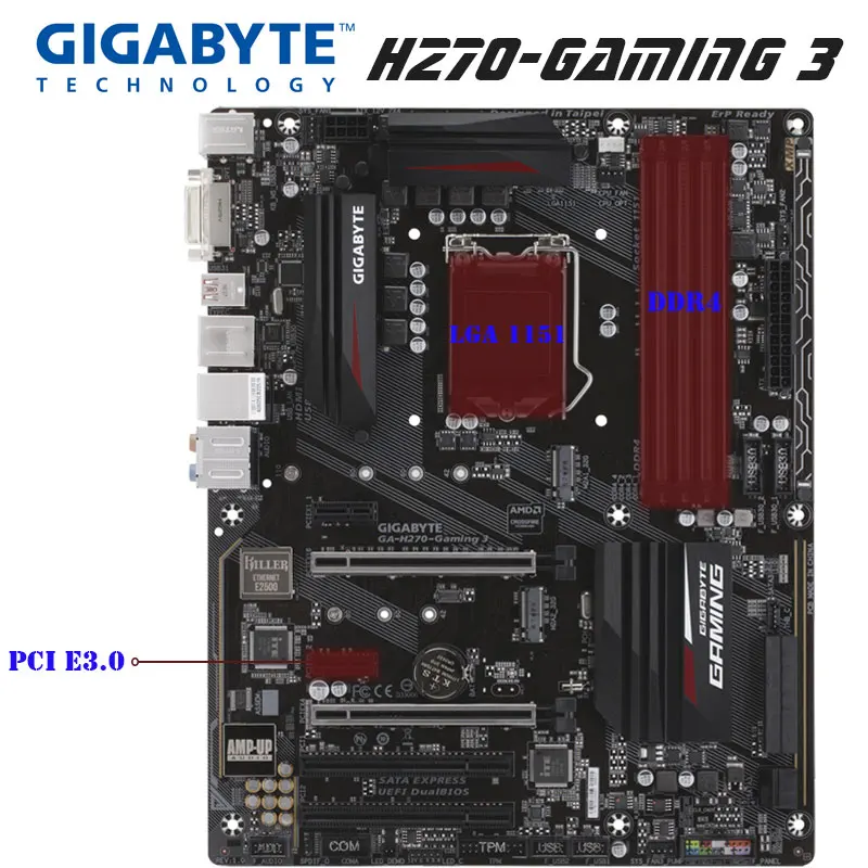 Preise Motherboard Gigabyte H270-Gaming 3 Verwendet LGA 1151 DDR4 PCI-E 3,0 PCI-E X16 SATAIII I7 I5 I3 OC Verwendet Intel H270 Desktop Mainboard