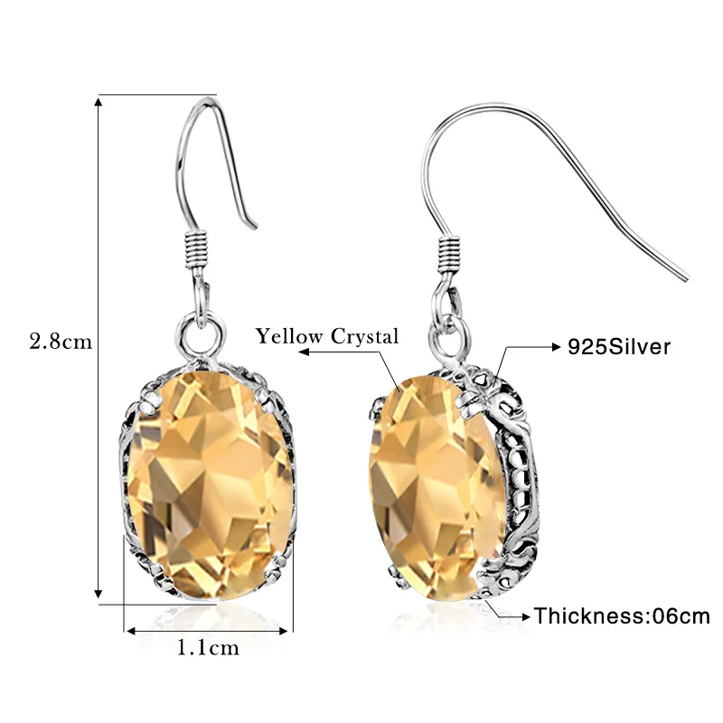 

Silver Chakra Top Jewellry Sterling Silver Earrings Yellow Crystal Silver 925 Drop Earrings Creative Luxury Jewelry For Women