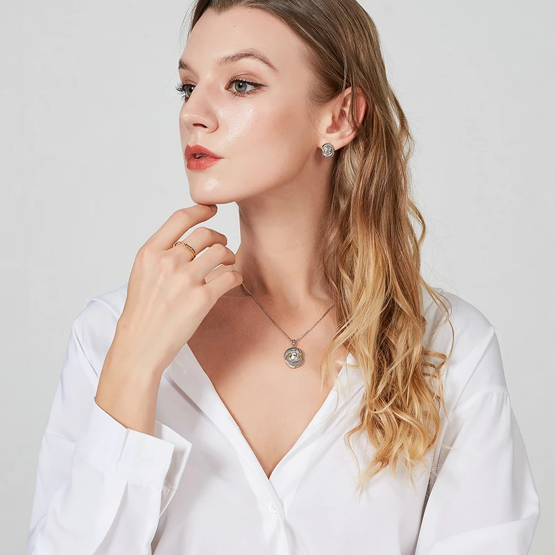 Mytys винт круглый кулон ожерелье серьги Ювелирные наборы для женщин Кристалл