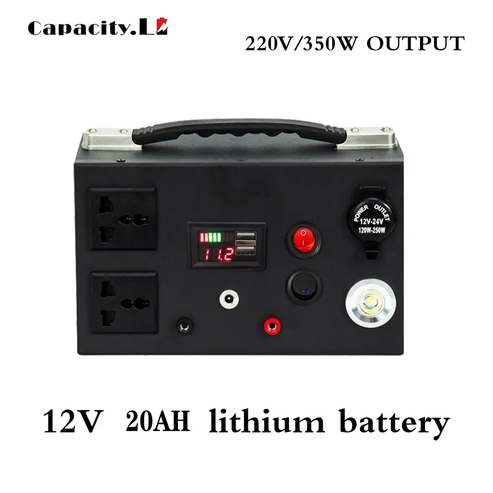 12V литиевая батарея с 350W AC220V инвертор 20AH 30AH батарейный блок 18650 для инструменты