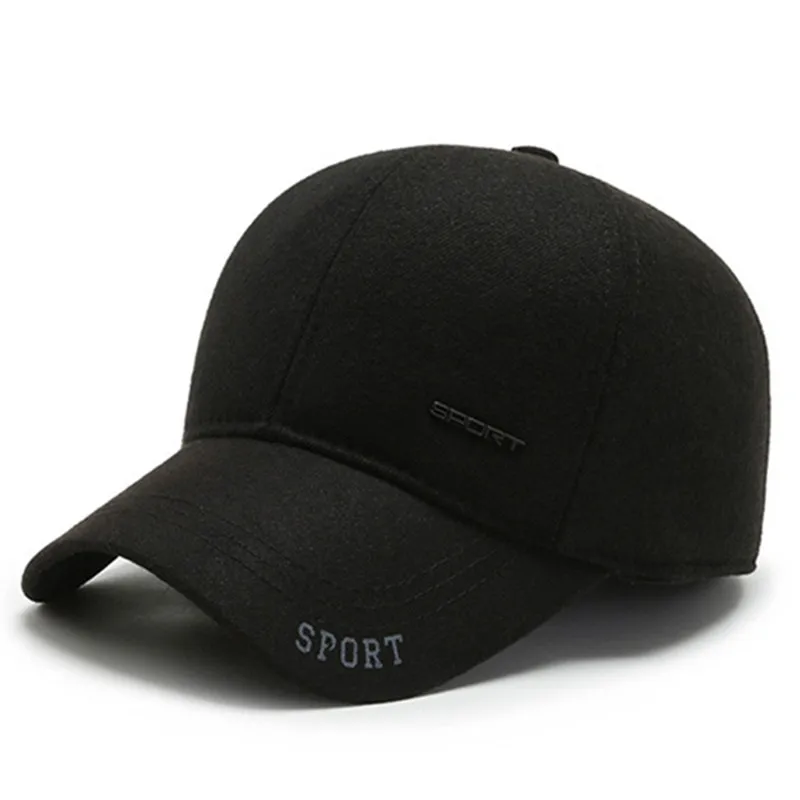 

Adjustable Size Men's Winter Warm Baseball Caps Thick Earmuffs Hats For Men Brand Letter Sports Cap Male bone Snapback Cap New
