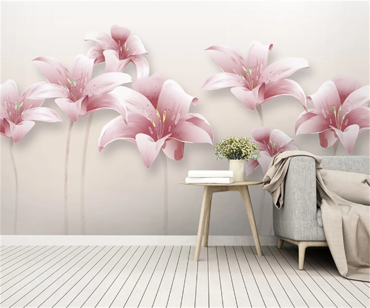 

Скандинавский минималистичный пасторальный цветок Лилия фон для телевизора наклейки на стену любой размер 3D инструменты Настенные обои Фо...