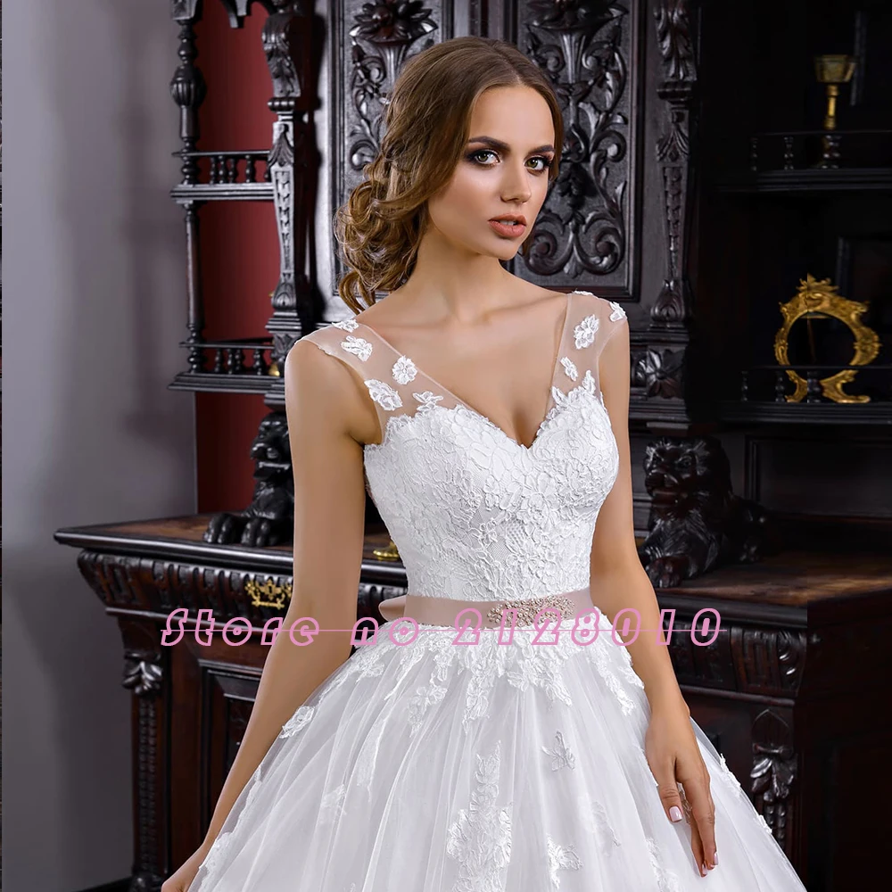 ТРАПЕЦИЕВИДНОЕ свадебное платье принцессы с бисером и поясом Robe Mariage Femme