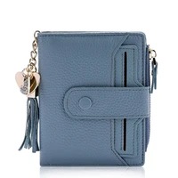 new genuine leather women wallet ladies short card holder coin purse luxury brand fashion cute tassel pendant wallet for women