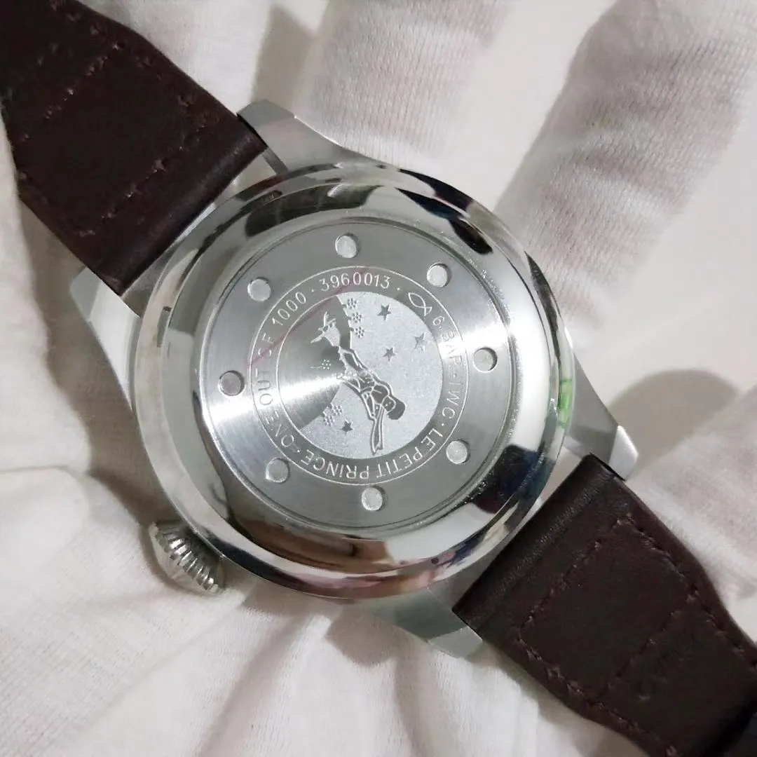 

Luxury New Men Automatic Mechanical Big Pilot Le Petit Prince 7 Day Power Reserve Brown Leather Blue Daydate Clasp Watch