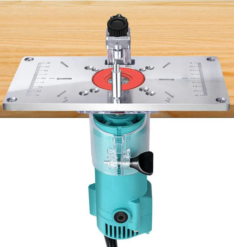 

Router Table Plate 700C Aluminum Router Table Insert Plate W/ 4 Rings Screws for Woodworking Benches Trimming Boring and Milling