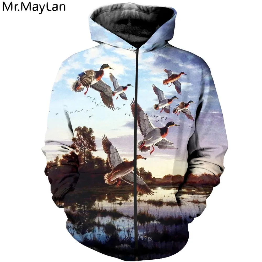 

Drop shipping animal Duck 3D All Over Printed Hoodies Men's Clothes Men Fashion Sweatshirt / zip Hoodie Unisex Casual Pullovers