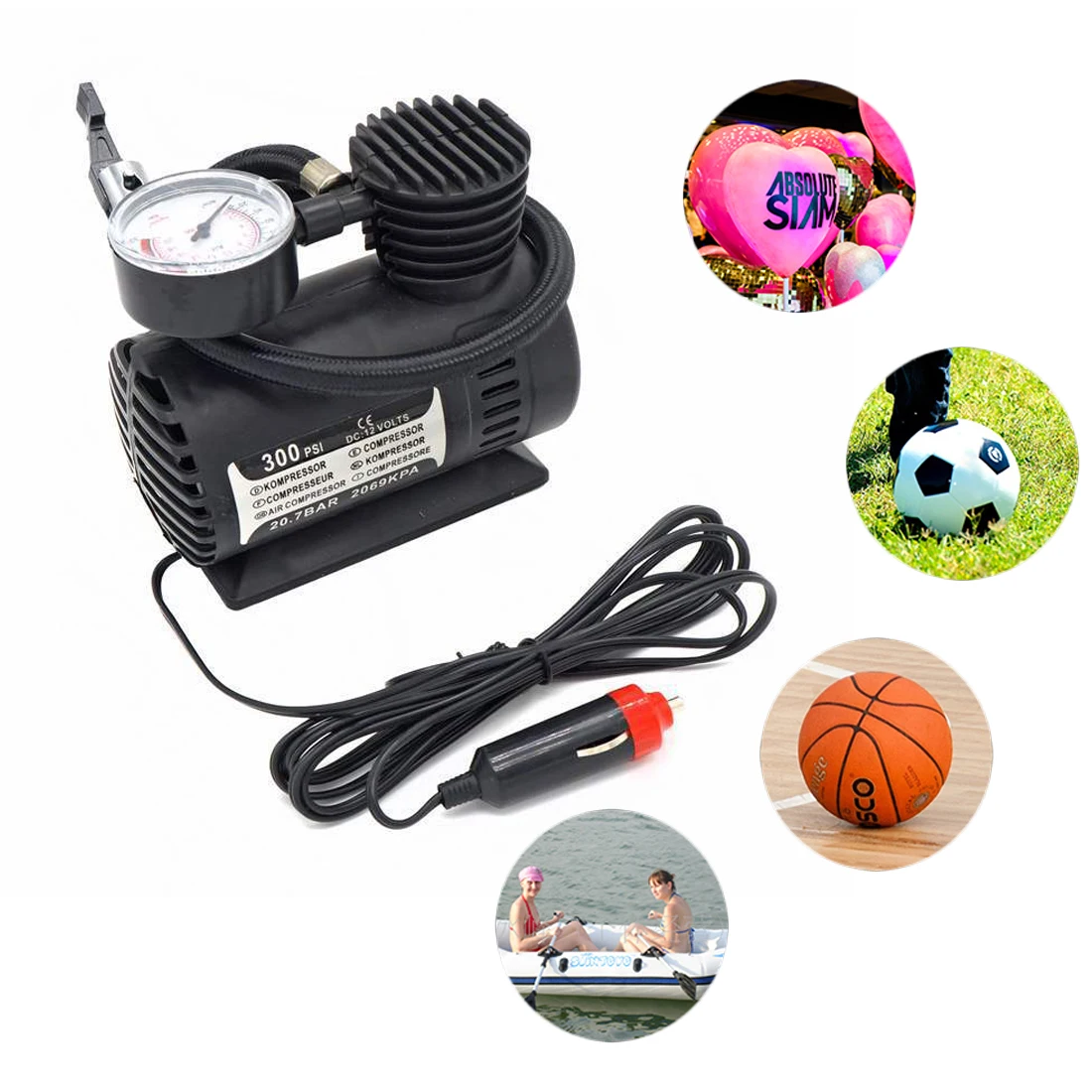 

Auto Air Compressor DC12V Portable inflator 300PSI Digital Tire Pump Air Compressor for Car Motorcycles Bicycle inflatable toys