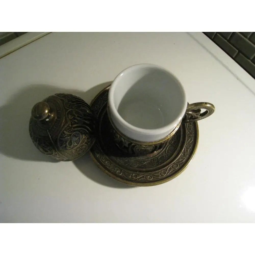 (Набор из 4) традиционная турецкая кофейная чашка ручной работы и блюдце