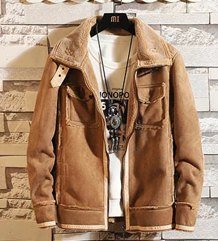 A159 khaki LONMMY 5XL куртка с меховым воротником мужская повседневная бархатная утепленная верхняя одежда уличная ветровка Мужское пальто зимнее Мужское пальто - Цвет: A159 khaki