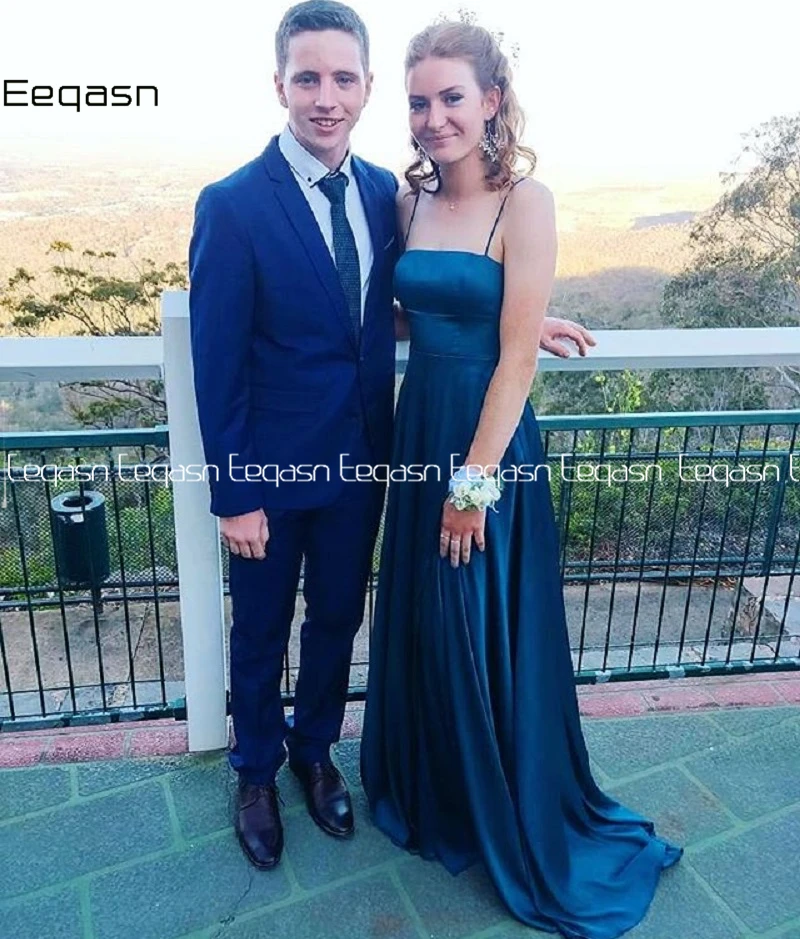 

Elegant Prom Dresses 2020 Sexy Backless Split Satin A-line Formal Party Dress Dance vestidos de festa longo