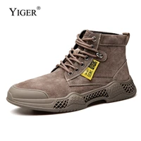 yiger men%e2%80%99s martins boots man snow warm boots men tooling casual ankle boots desert boots outside lace up leisure ankle boots