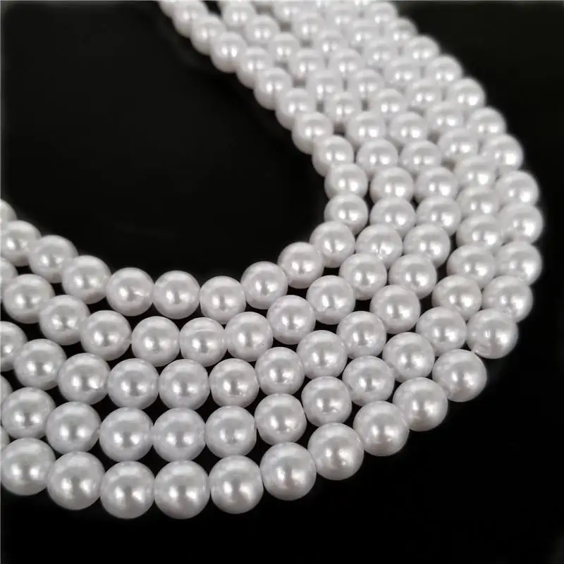 

3/4/5/6/8/10/12/14mm pearl beads ABS loose Round Beads Craft For Fashion Jewelry Making white beige DIY Imitation Garment beads