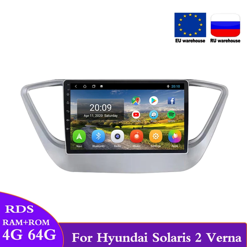 Автомагнитола DOVOX Android 10 для Hyundai Solaris 2 Verna 2017 2018 GPS-навигация RDS 4G Автомобильный