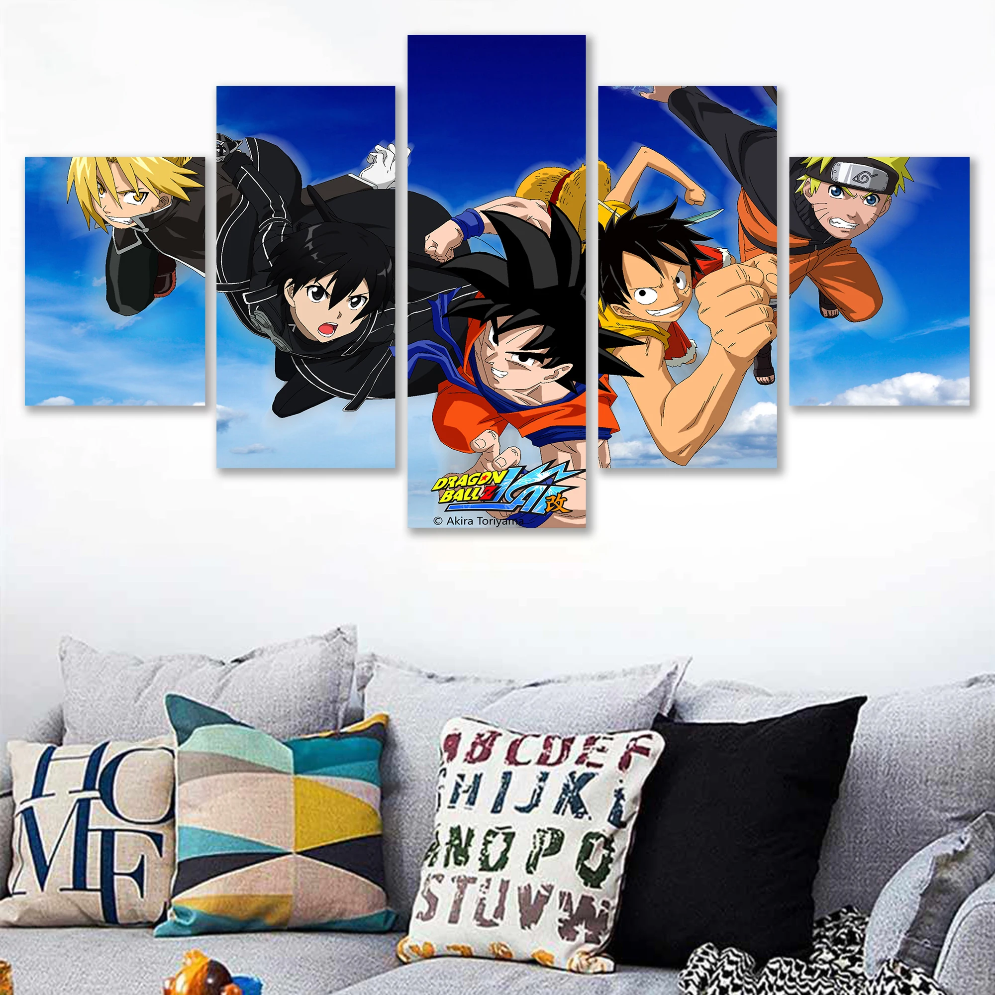 

One Piece Pictures Wall Art 5 штук HD Печатный аниме ролевой плакат, домашний декор, модульная современная картина, гостиная, спальня