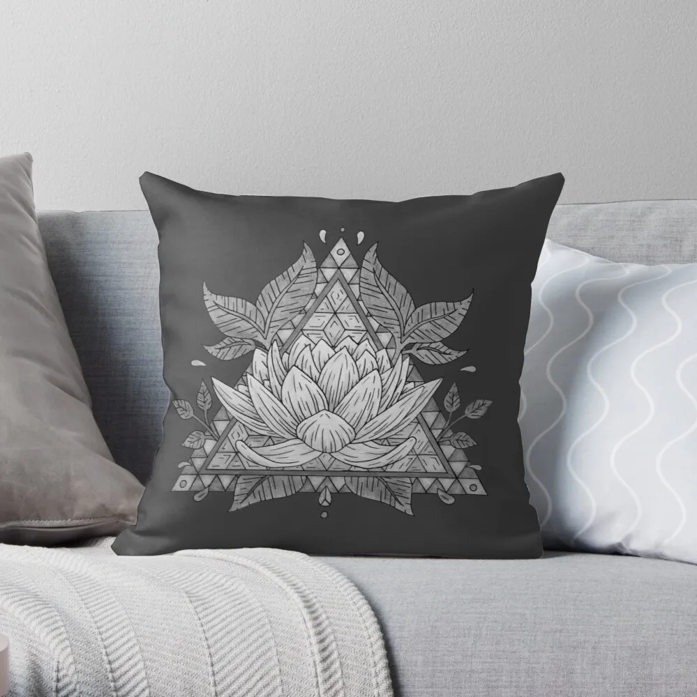 

Grey Lotus Flower Geometric Design Throw Pillow Pillowcase Cushion Cover Home Decorative Sofa Pillow Cover Cushion Cover 40x40cm