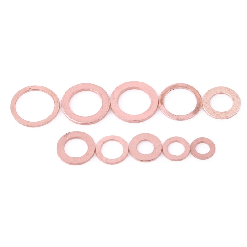 200pcs/box Copper Washers Flat Ring Sump Plug Oil Seal Assorted Set Professional Kit Gasket | Инструменты
