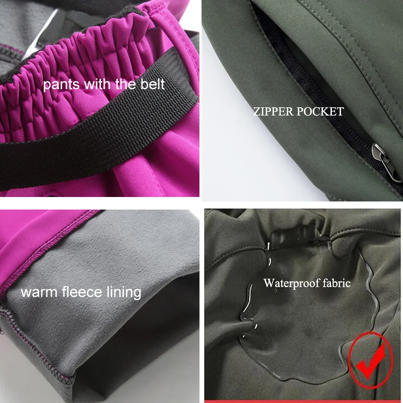 NUONEKO New Winter Women's Outdoor Pants Thick Fleece Softshell Sports Trousers Hiking Trekking Ski Waterproof Women Pants PM21