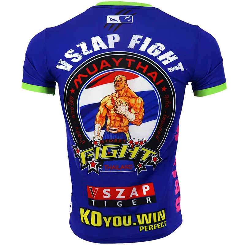 VSZAP MMA Муай Тай шорты для бокса Мужская Спортивная Футболка тренировочная одежда